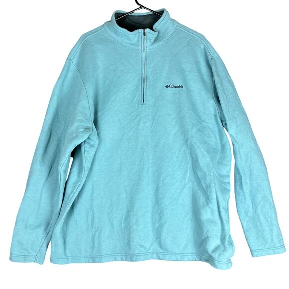 Columbia Mens Sweater Blue 1/4 Zip Long Sleeve Fleece Pullover XXL - Picture 1 of 12